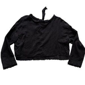 Free people split open back long sleeve blouse